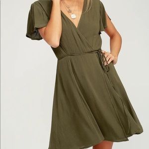 Lulus Olive Green Wrap Dress